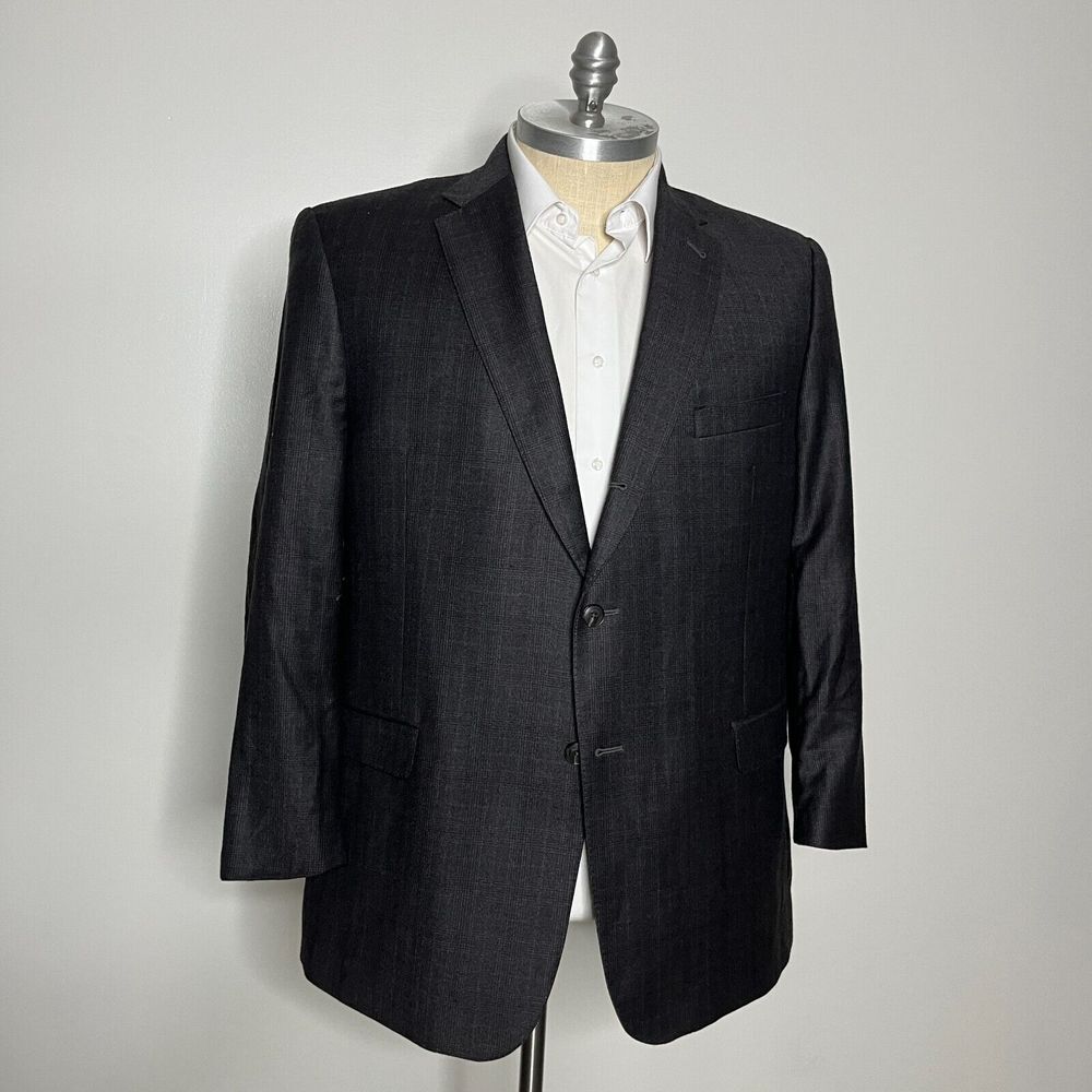 Joseph by Jos‎ A Bank Blazer Mens Wool Check Brown Big & Tall 50R